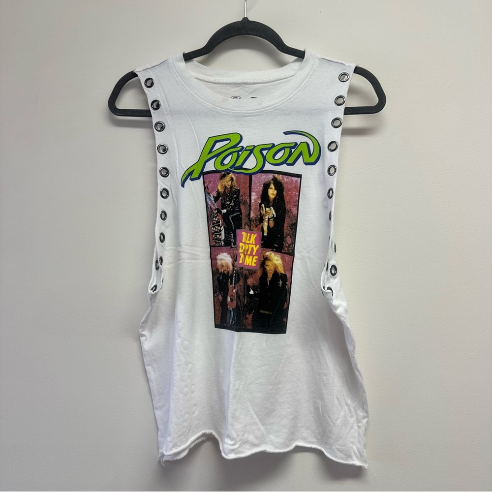 Poison Graphic White Muscle Tank with Studs Size L